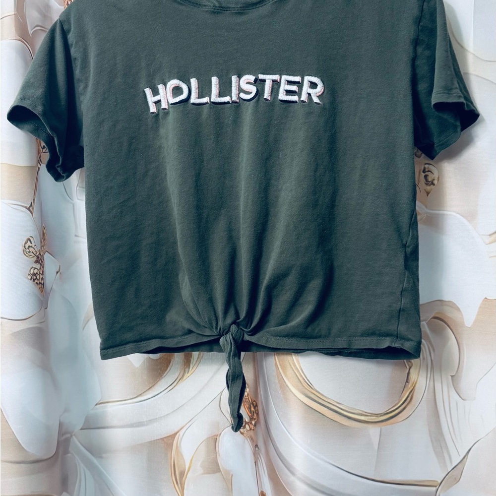 Hollister Dark Green Tie-Front Tee